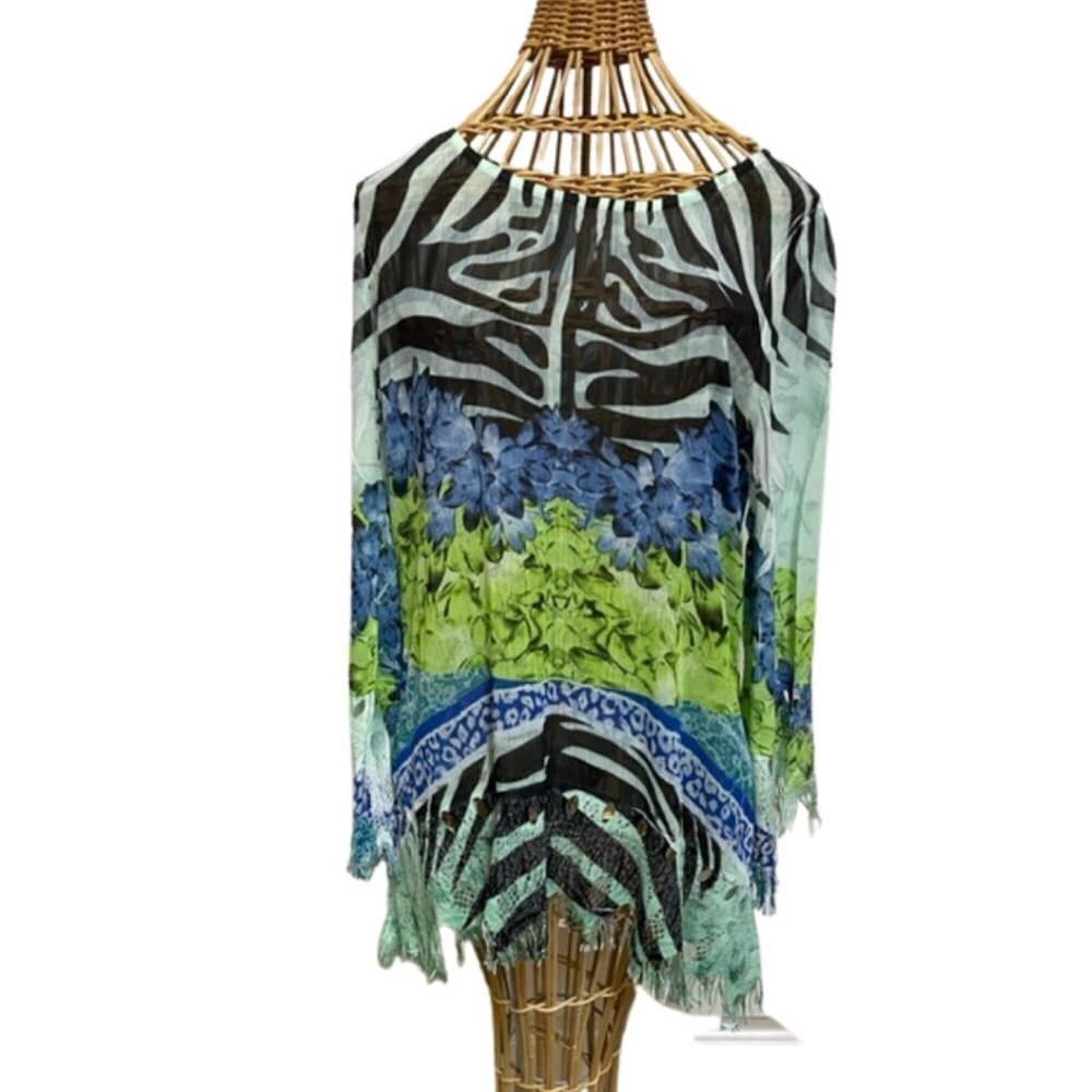 Mushka by Sienna Rose tunic top, blue, green and black